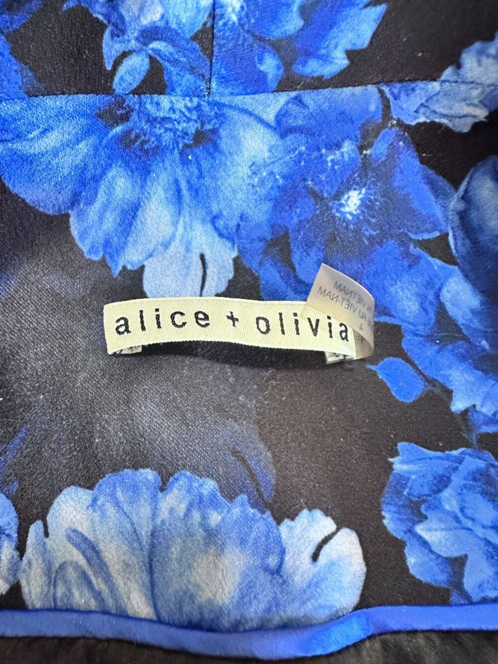 Alice + Olivia Black Blue Floral Single-Button Women's Blazer Size 4 - Picture 7 of 7